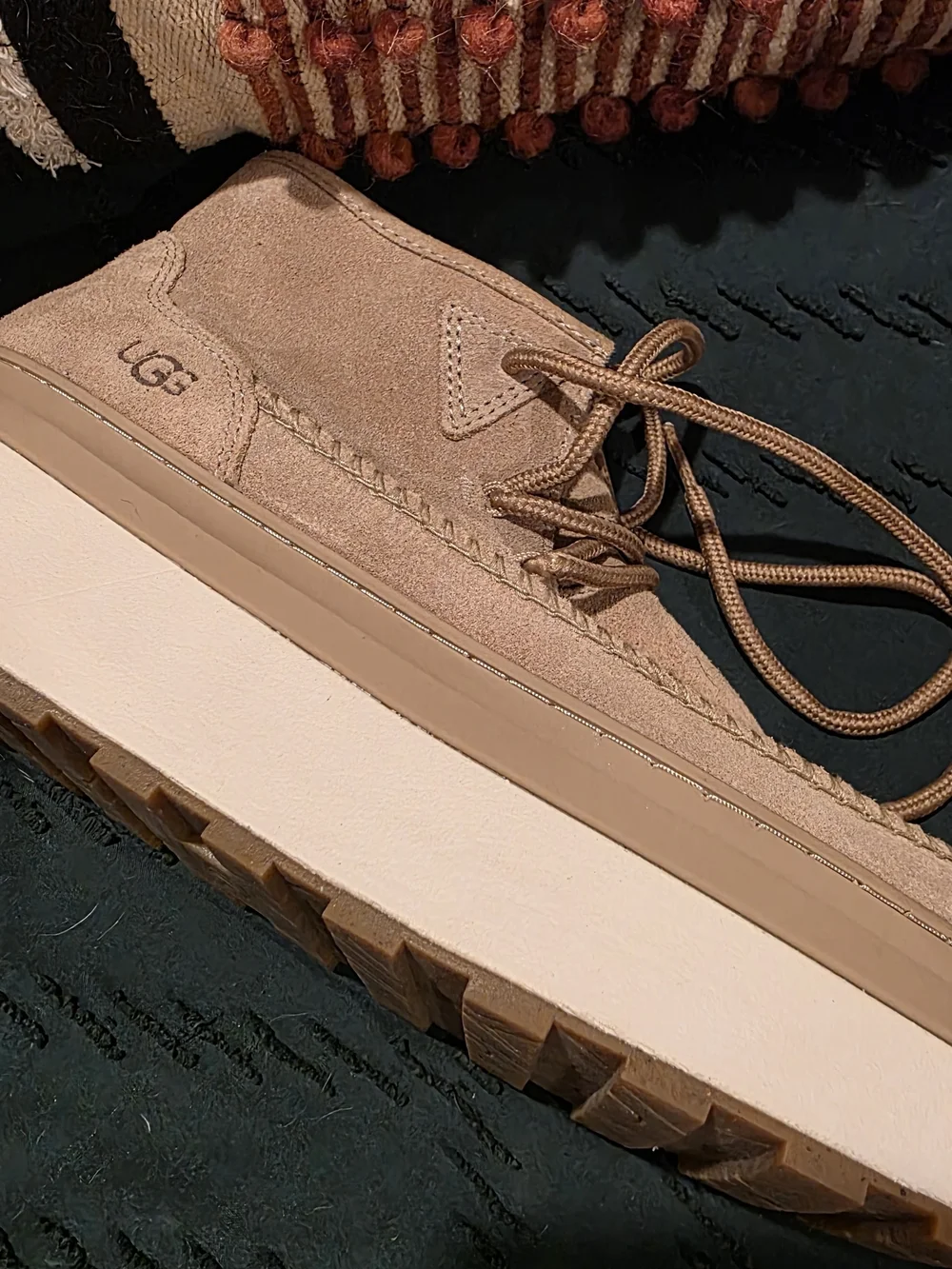 UGG Marin Tan Suede Lace-Up Platform Ankle Boots - Picture 6 of 9